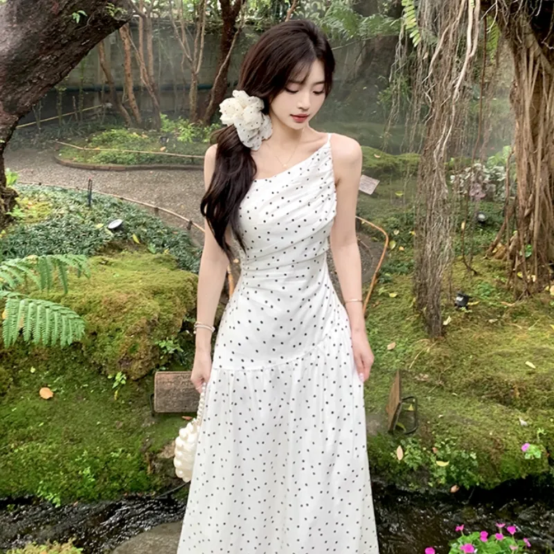 TASTILY Slip Dresses Women's White-3