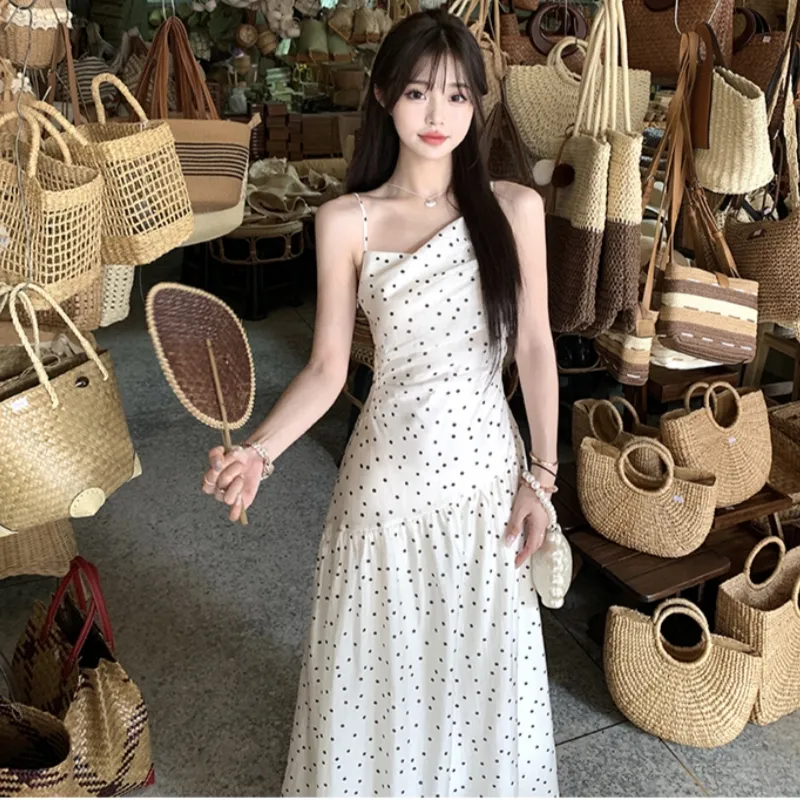 TASTILY Slip Dresses Women's White-5