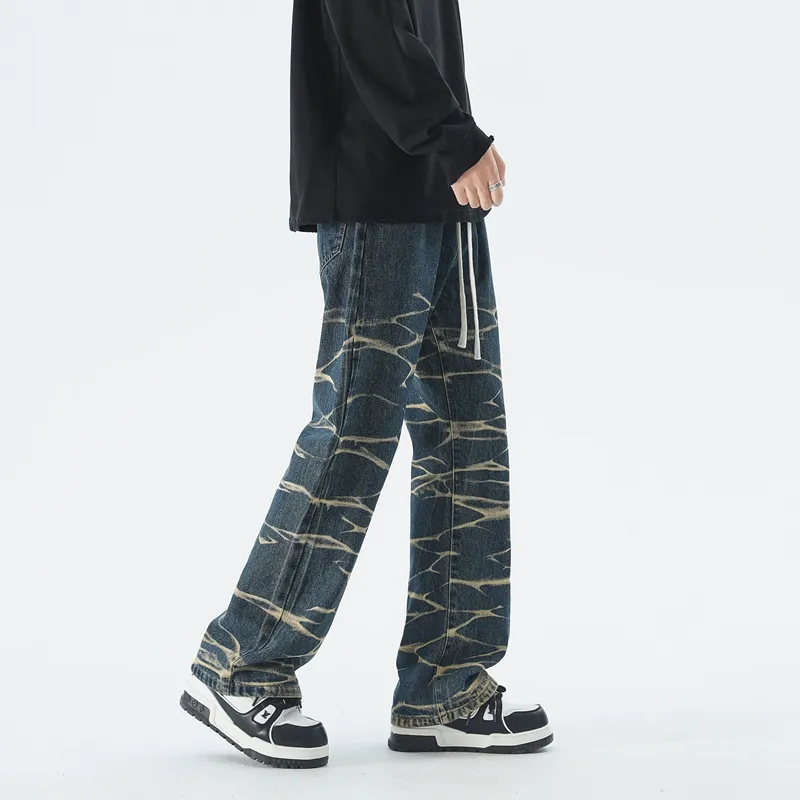 Small Columns Under The Sea Jeans Unisex Nostalgic Blue-14