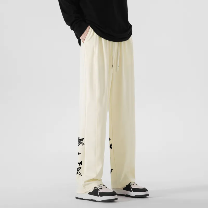 Small Columns Under The Sea Casual Pants Unisex Apricot-8