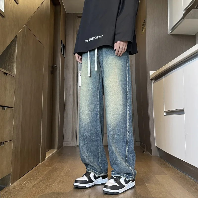 Small Columns Under The Sea Jeans Unisex Vintage Blue-2