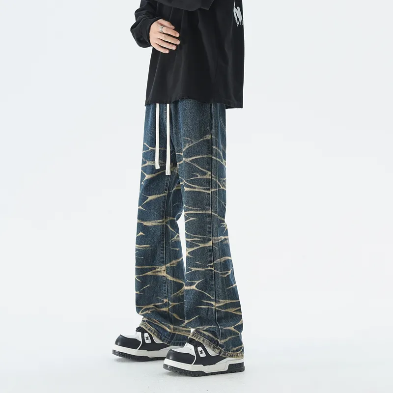 Small Columns Under The Sea Jeans Unisex Nostalgic Blue-12