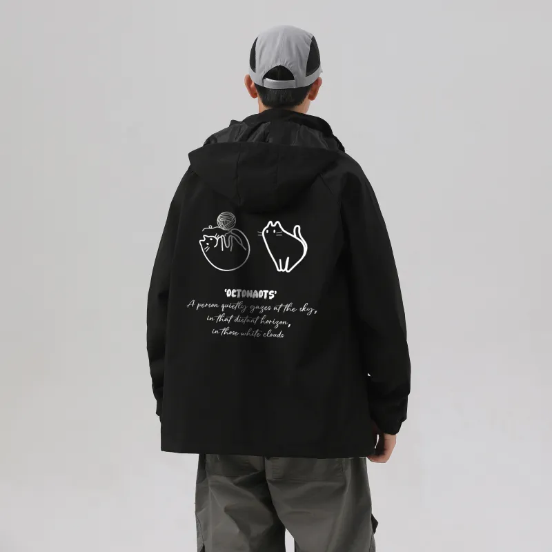 Small Columns Under The Sea Jackets Coats Unisex Black-2