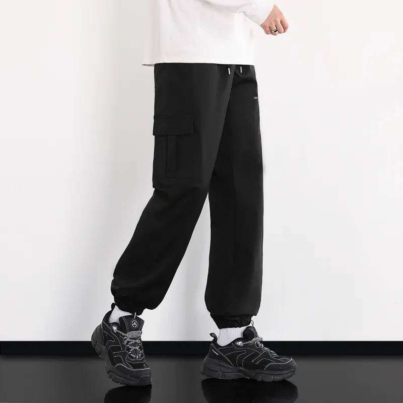 Small Columns Under The Sea Cargo Pants Unisex Black-3