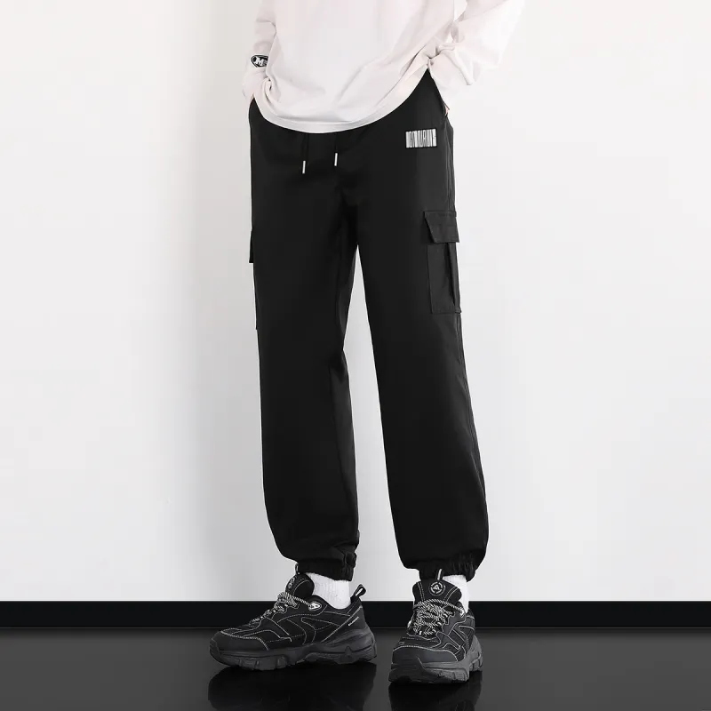Small Columns Under The Sea Cargo Pants Unisex Black-2