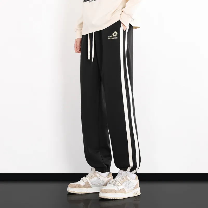 Small Columns Under The Sea Knitted Sweatpants Unisex Black-3