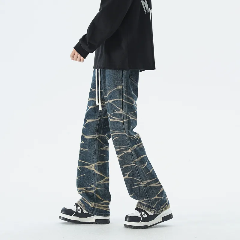 Small Columns Under The Sea Jeans Unisex Nostalgic Blue-13