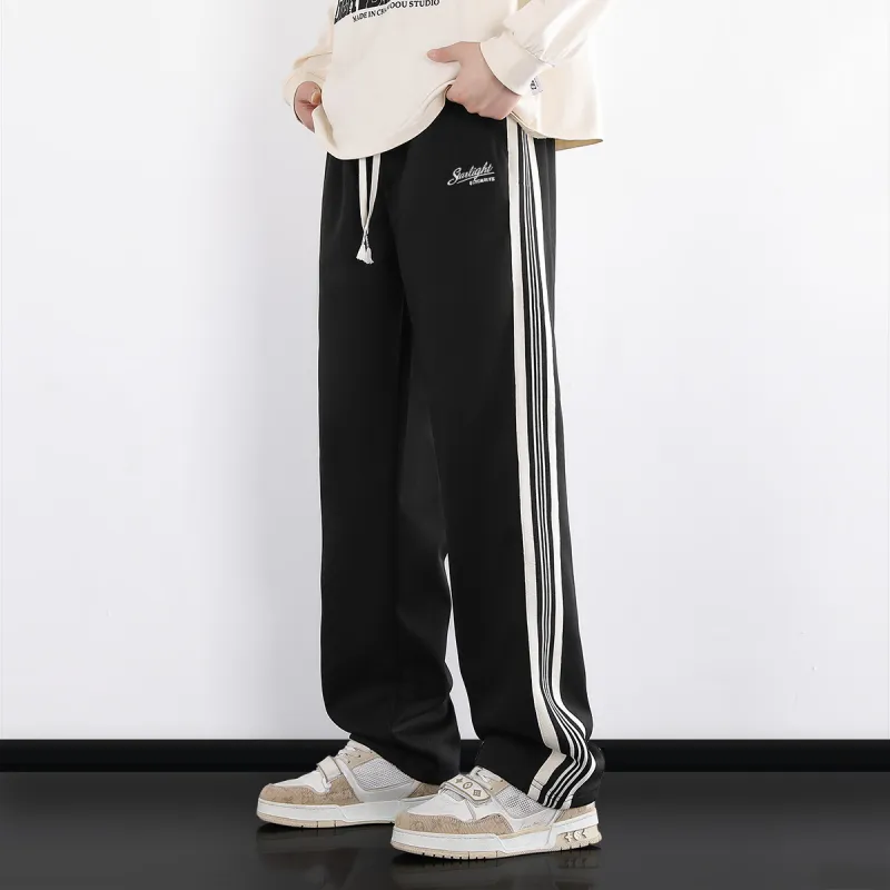 Small Columns Under The Sea Casual Pants Unisex Black-4