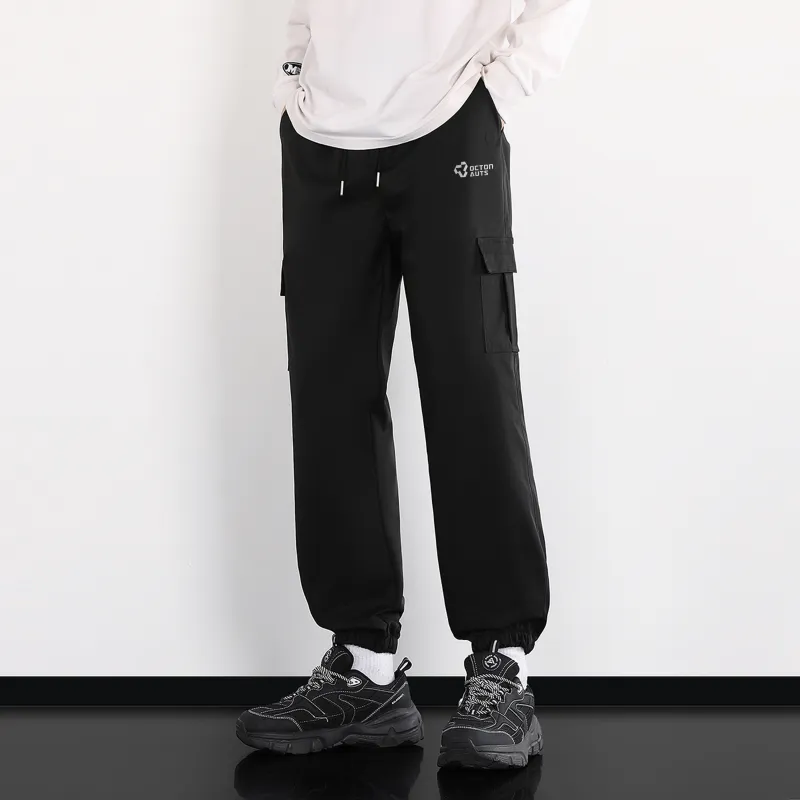 Small Columns Under The Sea Cargo Pants Unisex Black-2