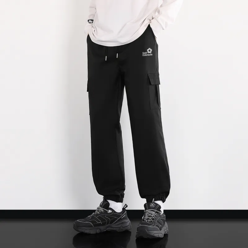 Small Columns Under The Sea Cargo Pants Unisex Black-2