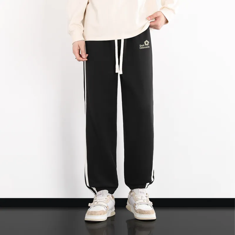 Small Columns Under The Sea Knitted Sweatpants Unisex Black-2