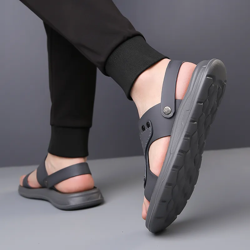 PAMATE Beach Sandals Men Gray, Black-9