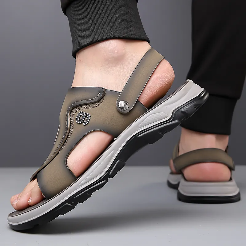 PAMATE Beach Sandals Men Brown/Gray-15