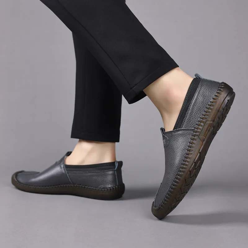 PAMATE Gommino Loafers Men Ecru/Black/Brown-11