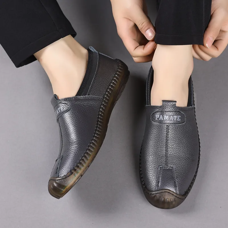 PAMATE Gommino Loafers Men Ecru/Black/Brown-10