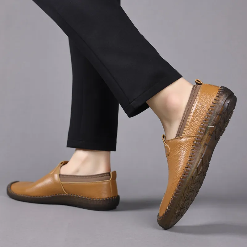 PAMATE Gommino Loafers Men Ecru/Black/Brown-17