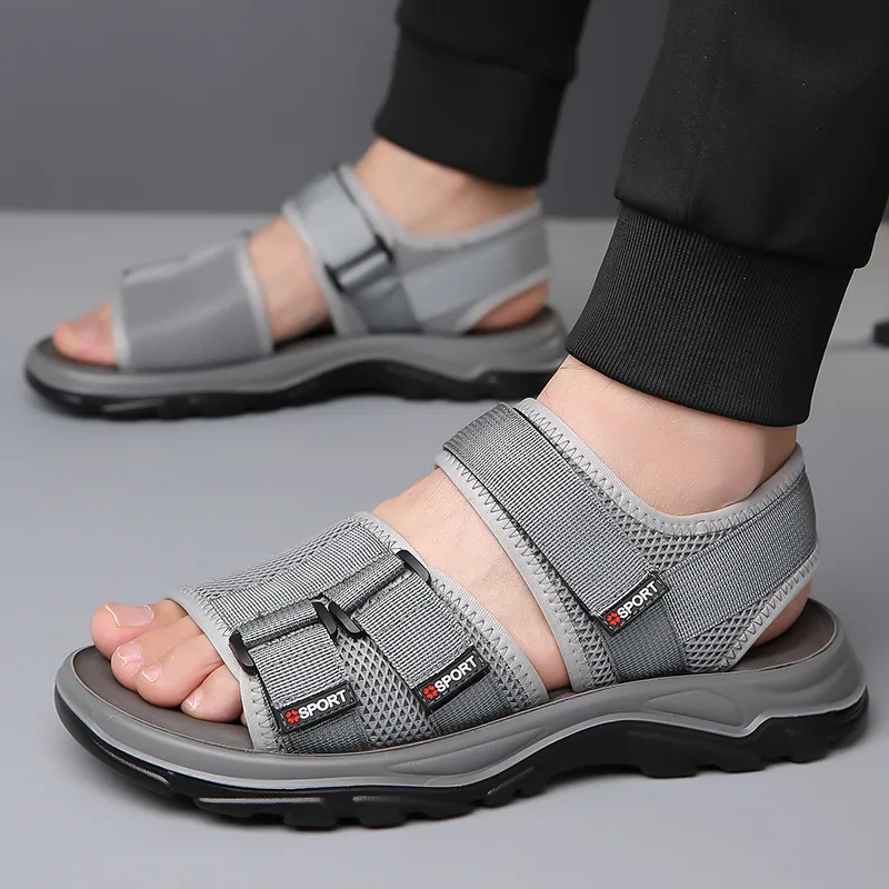 PAMATE Beach Sandals Men Gray/Black-6