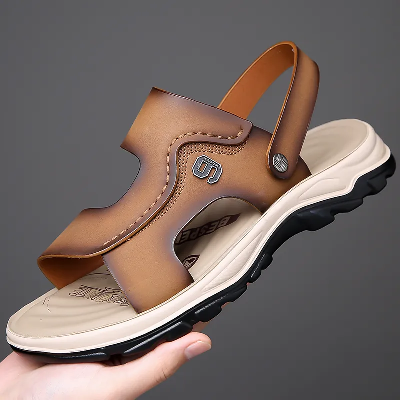 PAMATE Beach Sandals Men Brown/Gray-5