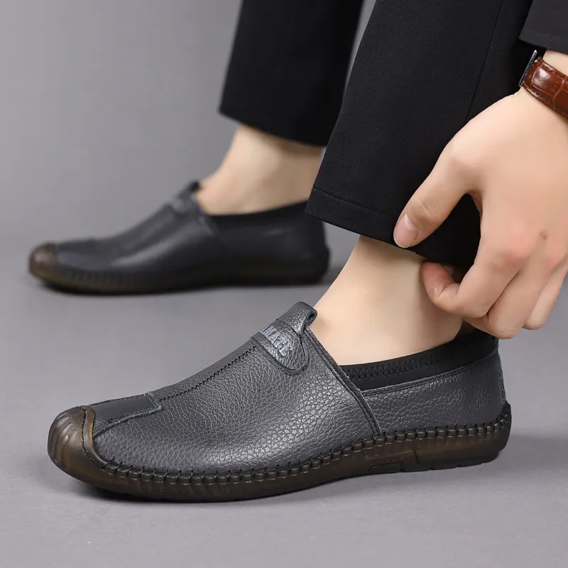 PAMATE Gommino Loafers Men Ecru/Black/Brown-8