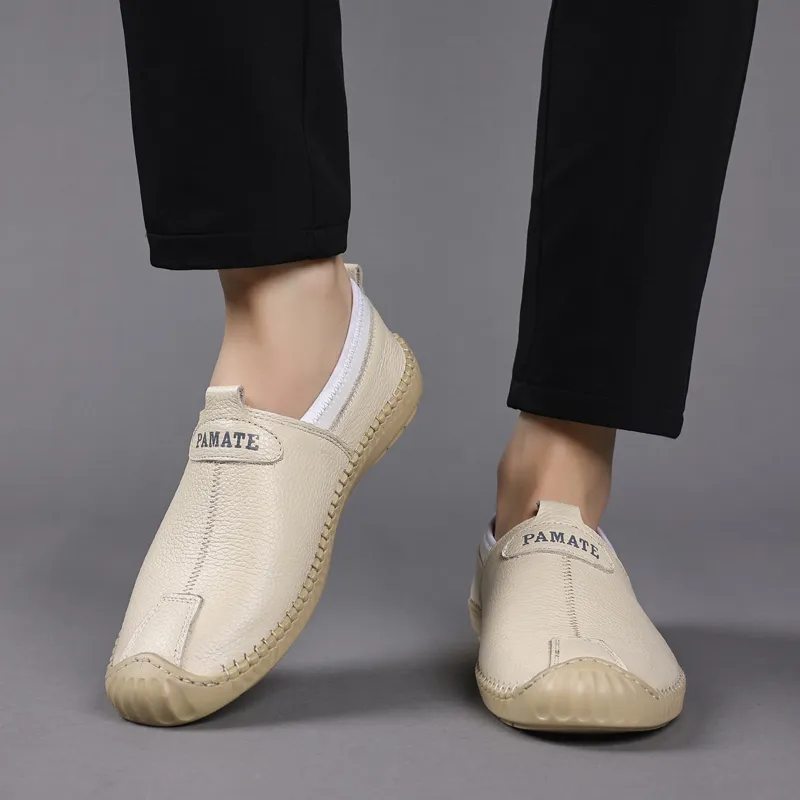 PAMATE Gommino Loafers Men Ecru/Black/Brown-5