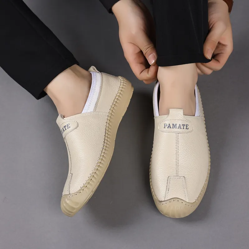 PAMATE Gommino Loafers Men Ecru/Black/Brown-4