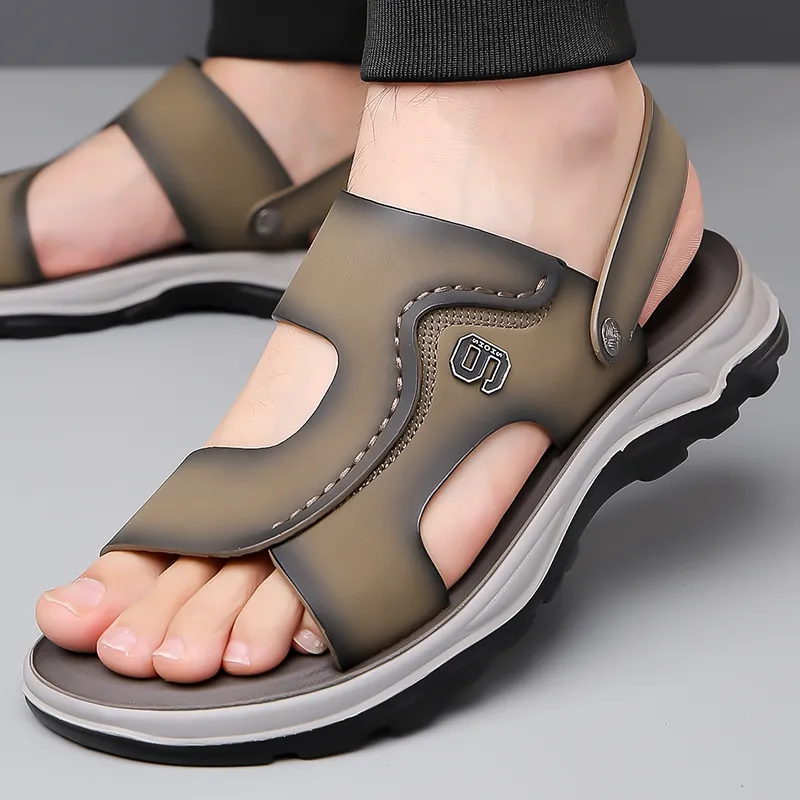 PAMATE Beach Sandals Men Brown/Gray-17