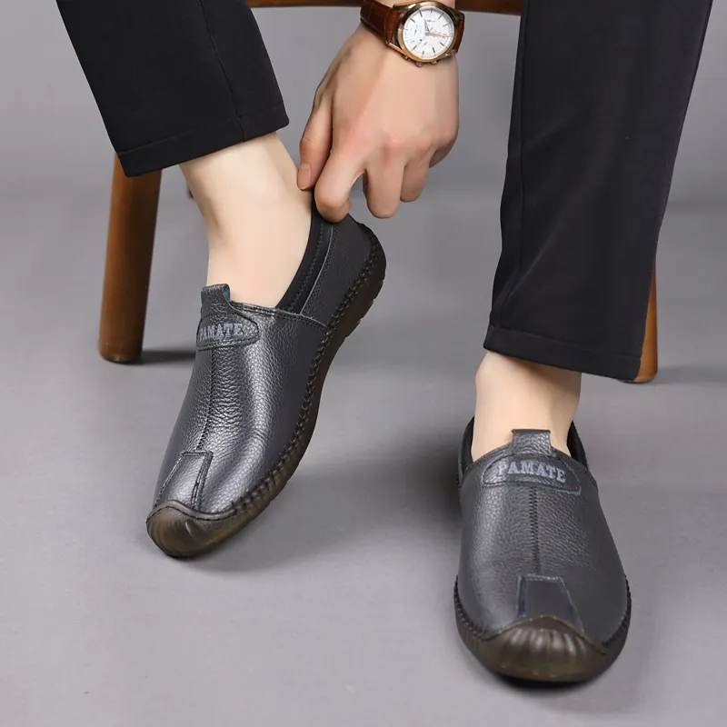 PAMATE Gommino Loafers Men Ecru/Black/Brown-9