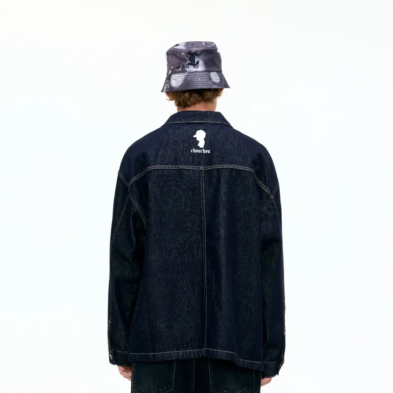 CHOUCHOUS Denim Jacket Unisex Blue-3