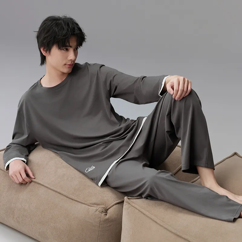Peninsula City Pajama Set Soft High Quality Fabric Men's Gray-4