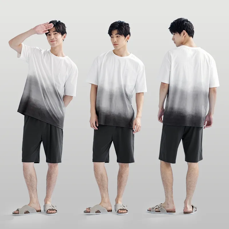 Peninsula City Pajama Set Men's Gray Black Gradient-4
