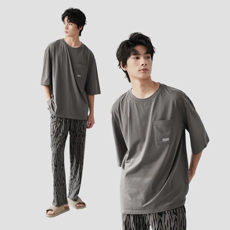 Peninsula City Pajama Set Men's Gift Box Set Dark Gray-1