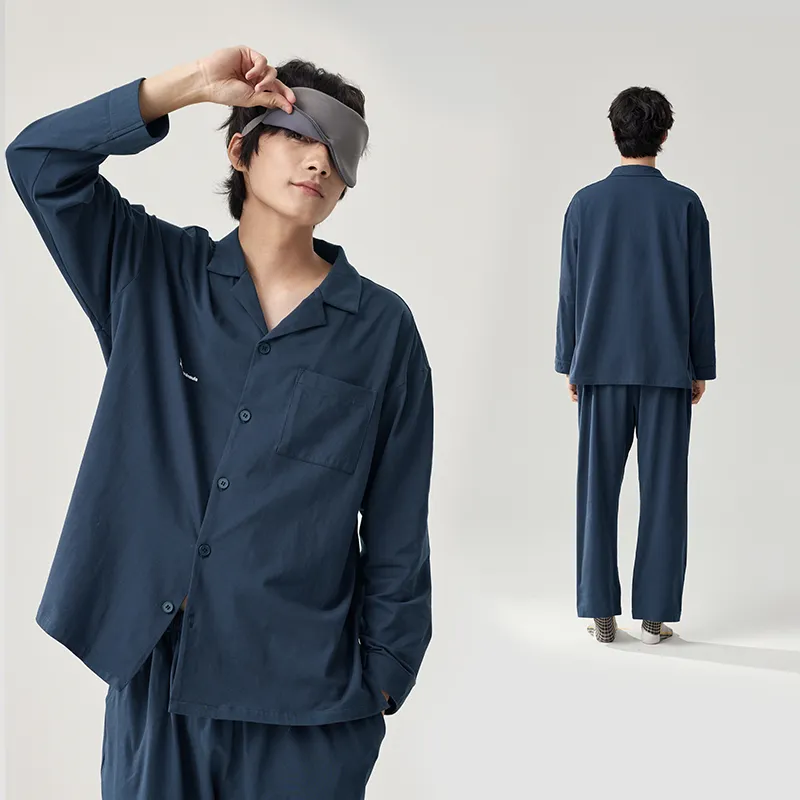 Peninsula City Pajama Set Men's Gift Box Set Gray Blue-1