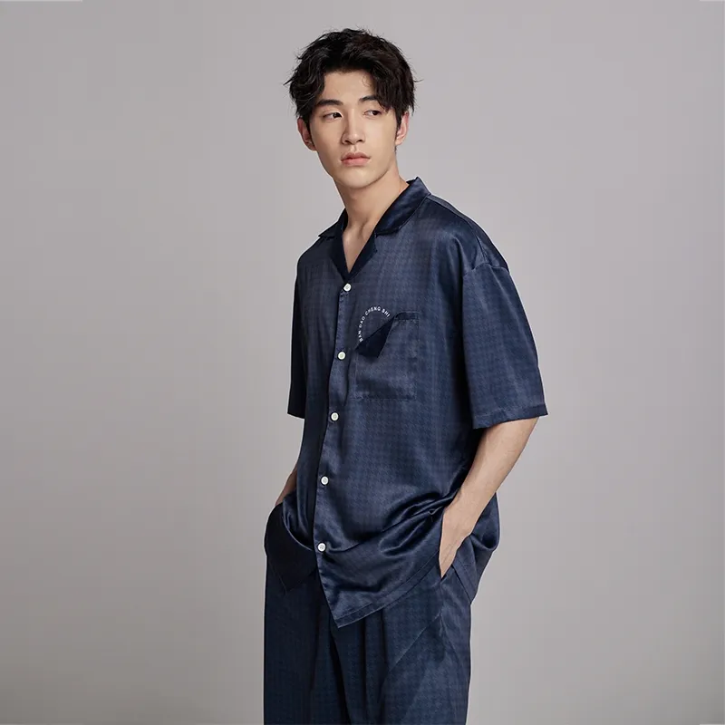 Peninsula City Pajama Set Men's Navy Blue Gift Box Set-2