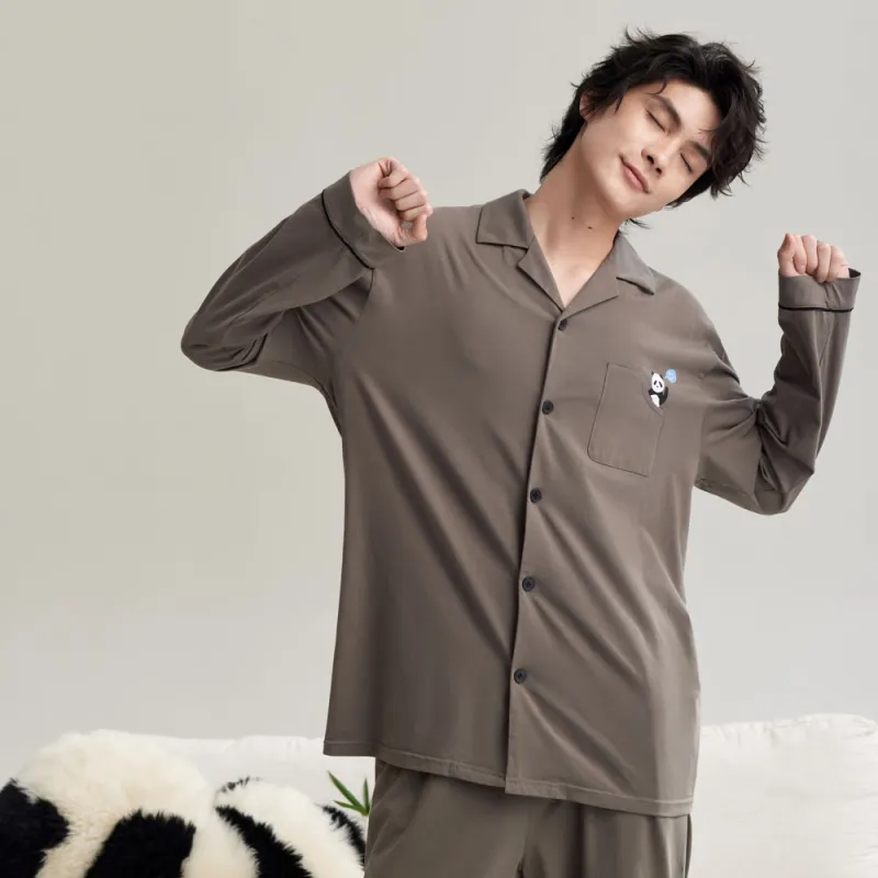 Peninsula City SS24 Pajama Set Men's Gift Box Set Coffee Gray-1