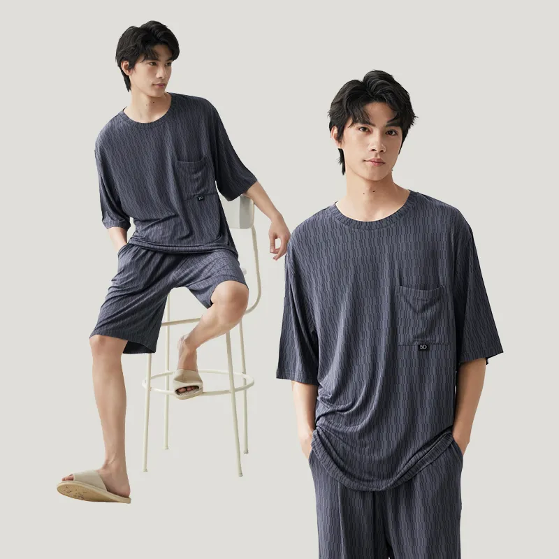 Peninsula City Pajama Set Loose Fit Plus Size Men's-1