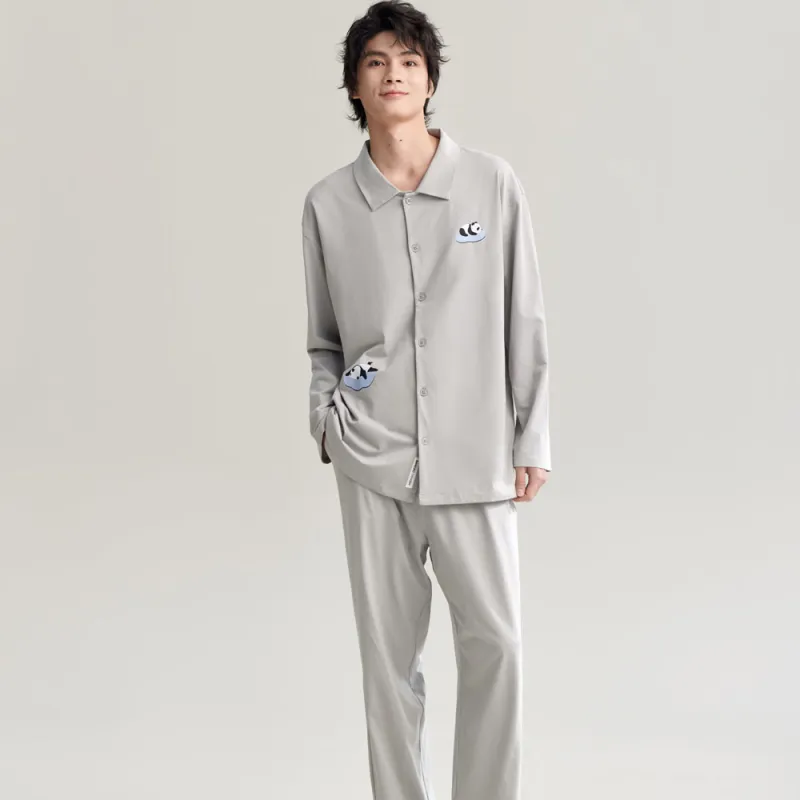 Peninsula City SS24 Pajama Set Men's Gift Box Set Light Gray-3