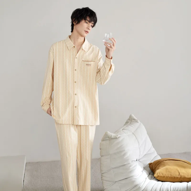 Peninsula City Pajama Set Men's Gift Box Set Apricot-2