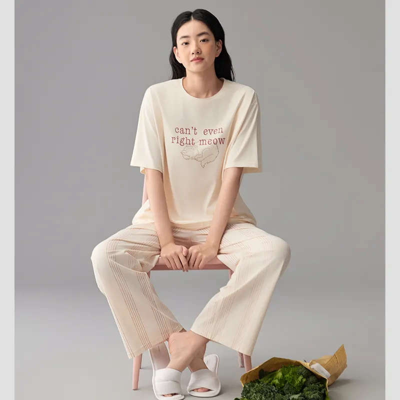 Peninsula City Pajama Set Women's Warm Tone Beige-3
