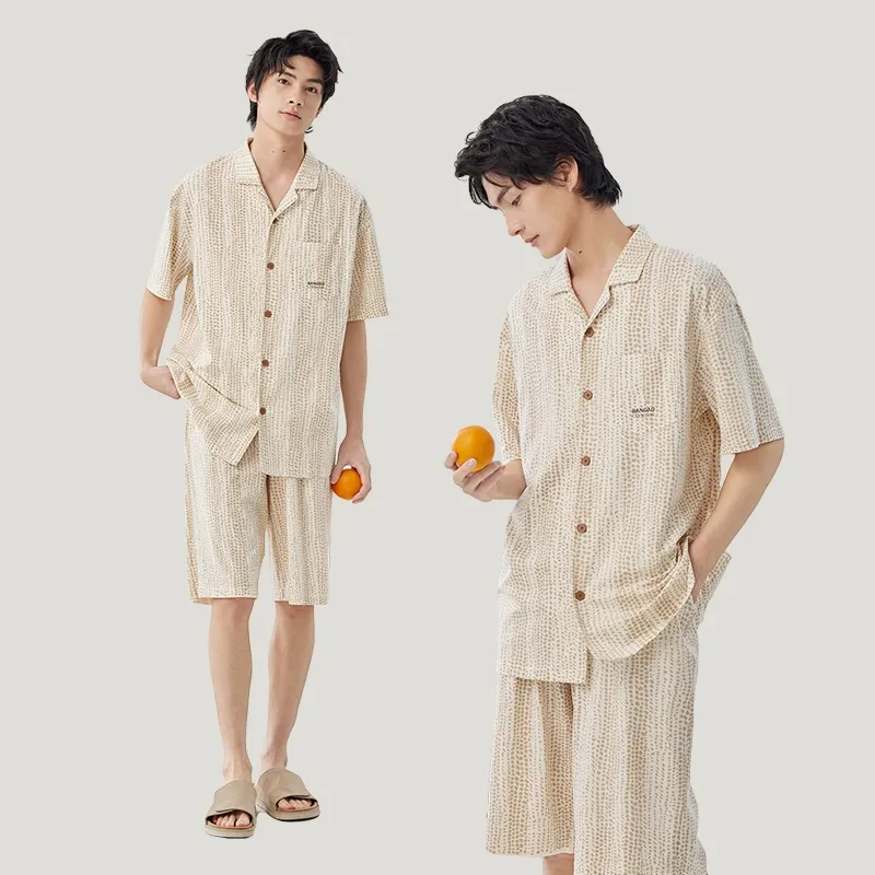Peninsula City Pajama Set Men's Apricot-2