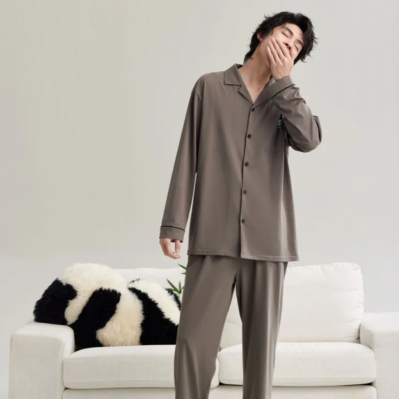 Peninsula City SS24 Pajama Set Men's Gift Box Set Coffee Gray-5