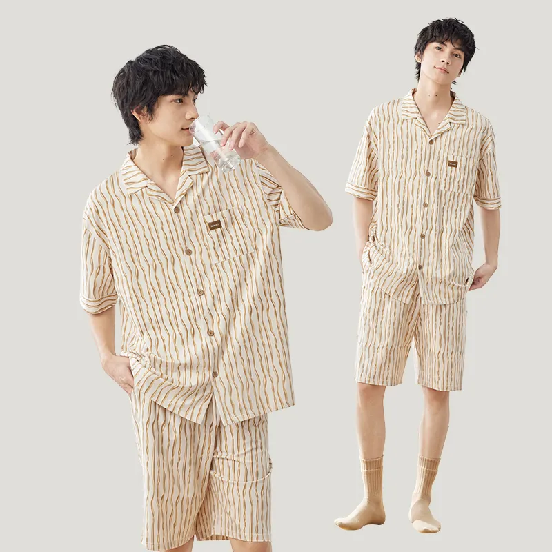 Peninsula City Pajama Set Men's Gift Box Set Apricot-2