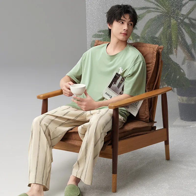 Peninsula City Pajama Set Men's Green-4