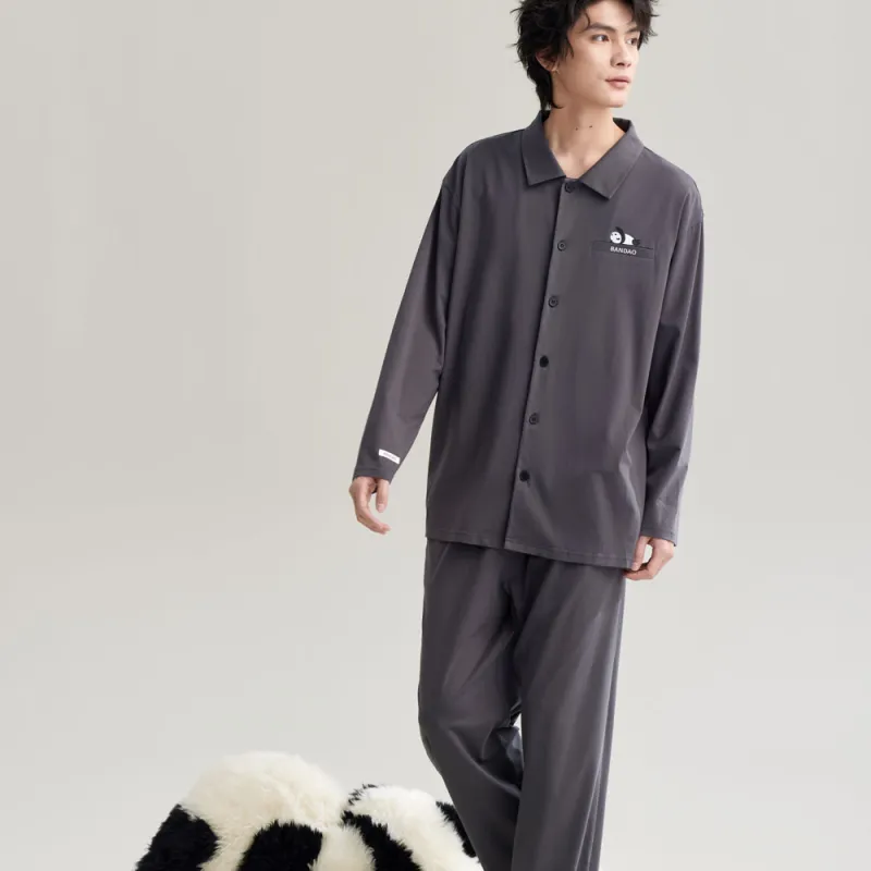 Peninsula City SS24 Pajama Set Men's Gift Box Set Thick Gray-2
