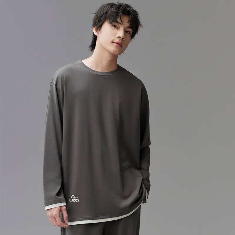 Peninsula City Pajama Set Soft High Quality Fabric Men's Gray-3