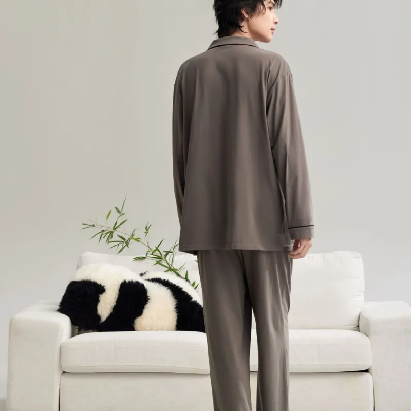 Peninsula City SS24 Pajama Set Men's Gift Box Set Coffee Gray-4