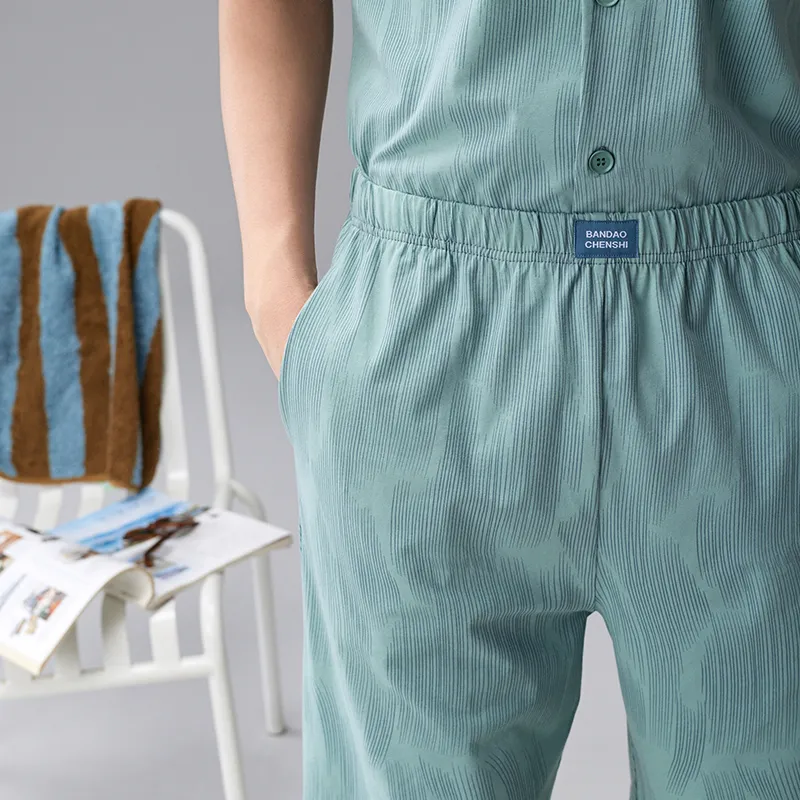 Peninsula City Pajama Set Effortless Sleep Men's Light Green-3