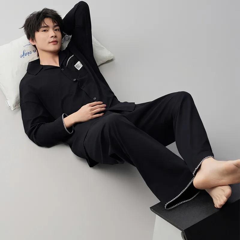 Peninsula City Pajama Set Students And Working Professionals Men's Classic Black-4