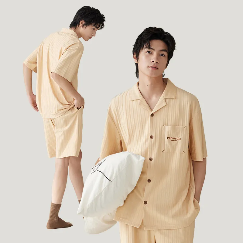 Peninsula City Pajama Set Men's Apricot-2