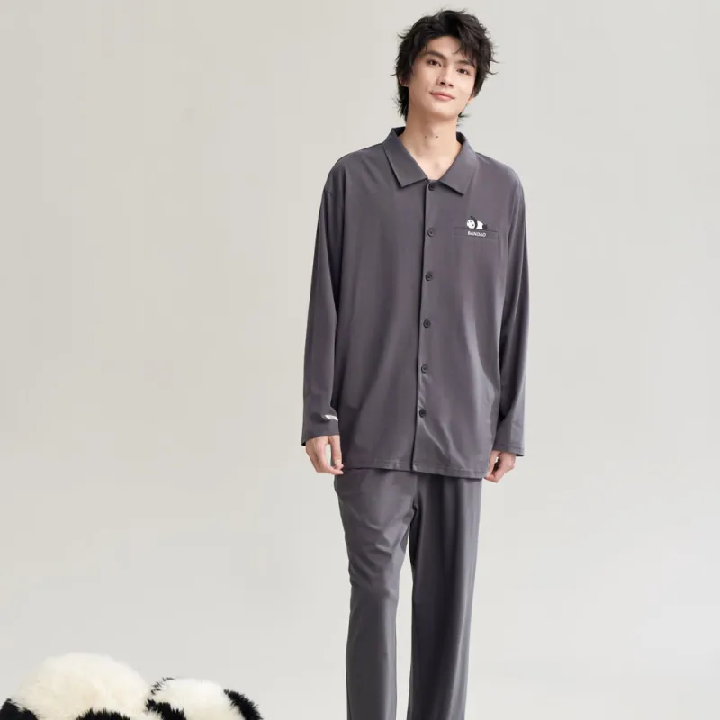 Peninsula City SS24 Pajama Set Men's Gift Box Set Thick Gray-3