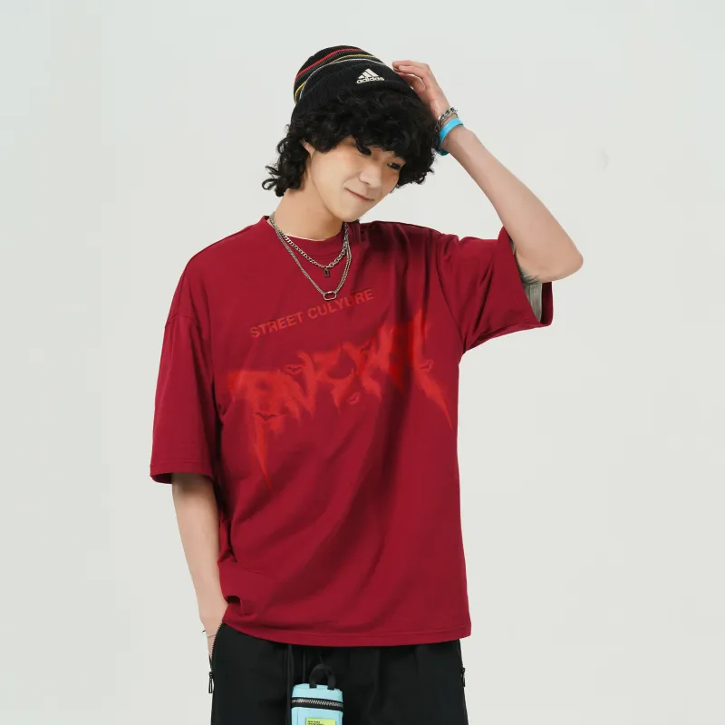FAVEPOP Loose Fit Casual Crew Neck Short Sleeved T Shirts Unisex-16